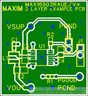 圖5：兩層板布線(頂層)，器件為TSSOP封裝