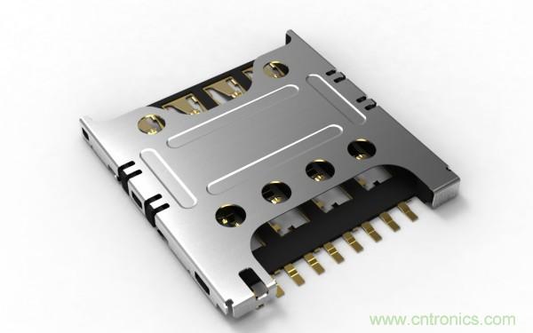 超薄插拔式Micro SIM卡連接器，高度僅為1.24毫米