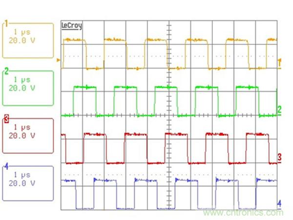 所有四個(gè)相位的漏-源電壓波形