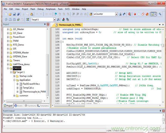 顯示了利用KeilμVision4工具查看時項(xiàng)目中所用的源文件列表
