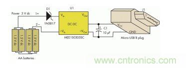 用5號電池做USB手機充電器