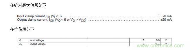  輸入端無 Vcc 鉗位，但輸出端有 Vcc 鉗位