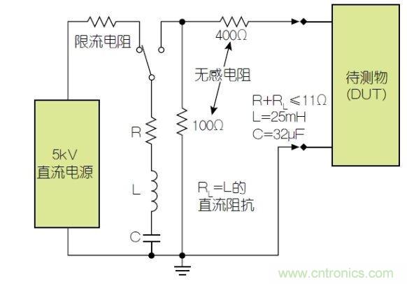除顫器測試配置(注意較大電容)。
