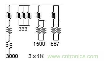 3個電阻，4種組合。