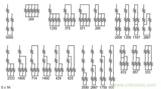 5個電阻我想出了23種組合。還有其它組合嗎？