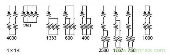5個電阻我想出了23種組合。還有其它組合嗎？