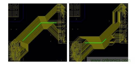 這是一個使用已打包布線樣式的示例。布線的方向由設(shè)計師的草圖來決定。