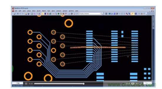 設(shè)計師在另一層上粗略繪制出一條直線路徑，如橙色所標(biāo)示