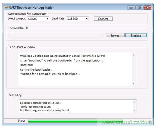 具有嵌入式終端仿真器窗口的定制引導(dǎo)加載器主機(jī)工具應(yīng)用實(shí)例。