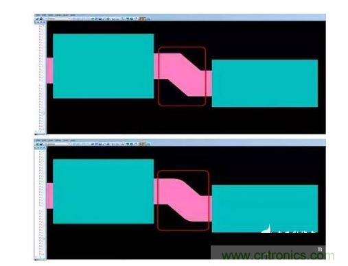 有效的PCB 設(shè)計工具會自動考慮用于繪制形狀的線型，以計算準確的線條寬度，幫助您輕松創(chuàng)建尖拐角。