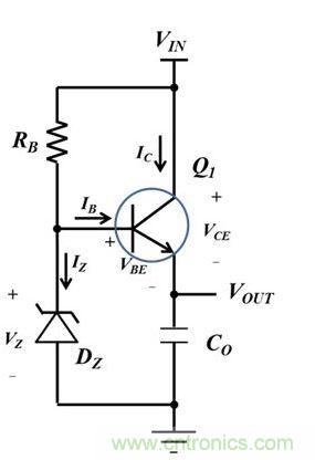 簡單的串聯(lián)穩(wěn)壓器。