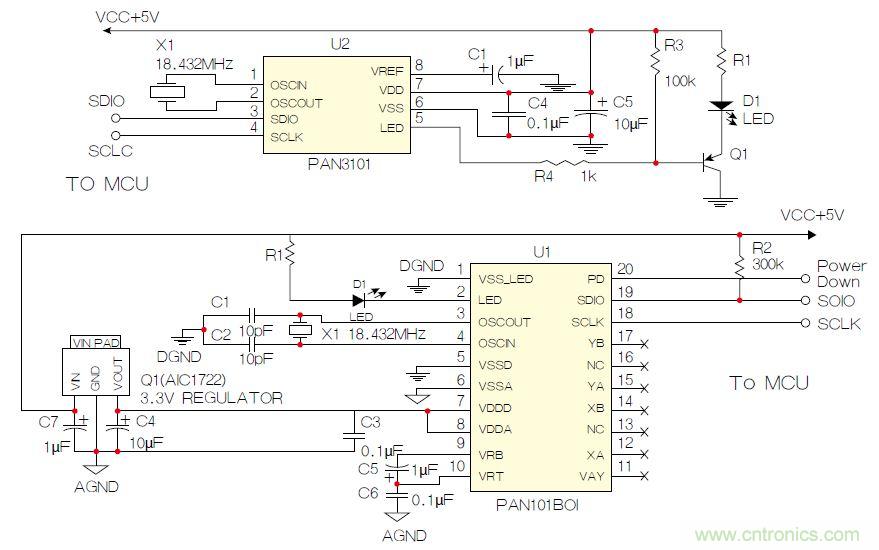 圖5：SPI接口的原理圖示例。