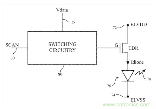 這是來(lái)自上述專(zhuān)利針對(duì)OLED顯示器畫(huà)素的說(shuō)明示意圖。