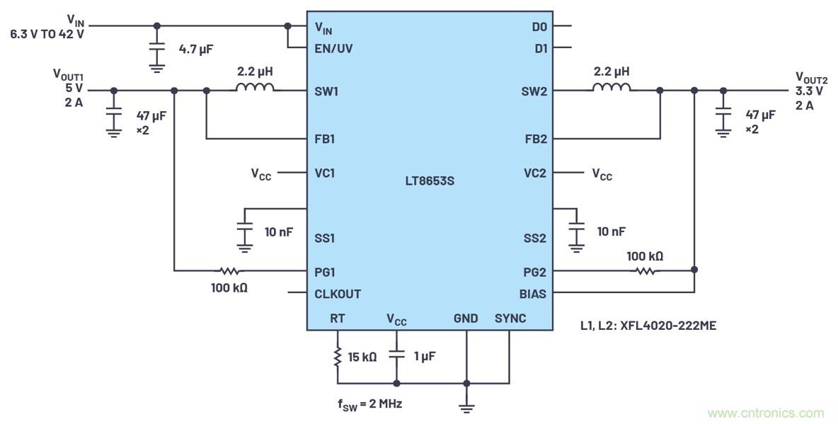 具有6.2 &micro;A靜態(tài)電流的雙通道、42 V、2 A、單片、同步降壓型Silent Switcher 2穩(wěn)壓器