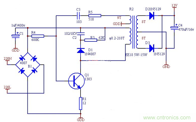 六款簡單的開關電源電路設計，內(nèi)附原理圖詳解