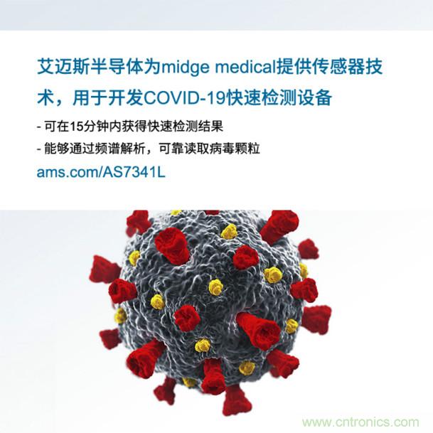 艾邁斯為midge medical提供傳感器技術(shù)，用于開發(fā)COVID-19快速檢測設(shè)備