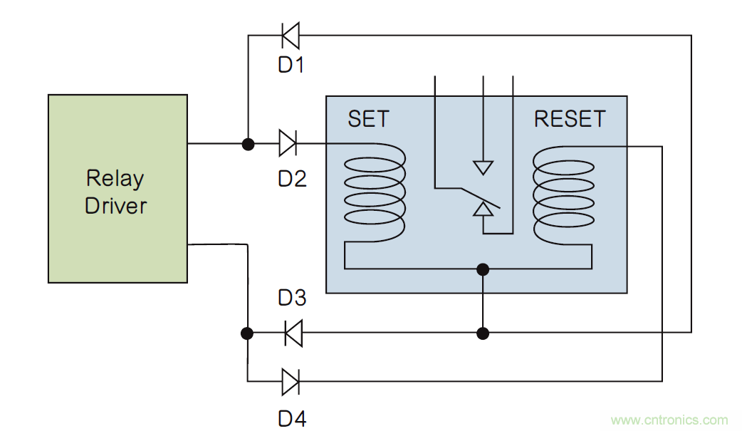 如何利用二極管電路實(shí)現(xiàn)雙線圈鎖存繼電器？