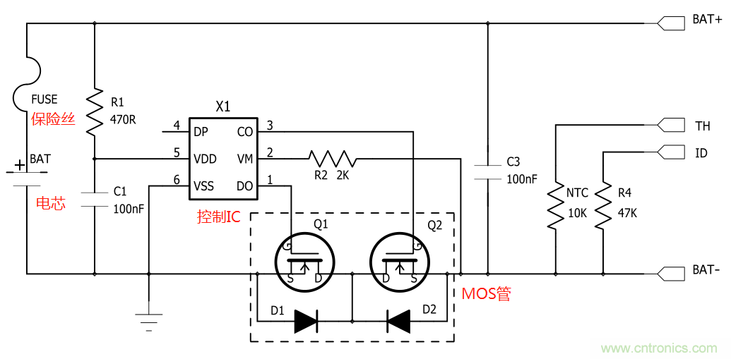鋰電池保護(hù)電路的工作原理 鋰電池保護(hù)電路的工作原理