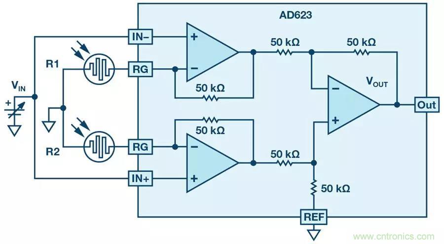 你有沒(méi)有試過(guò)用儀表放大器測(cè)量?jī)蓚€(gè)光源的相對(duì)強(qiáng)度？