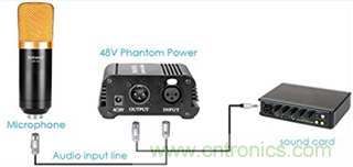 TPS61391升壓變換器，為電容麥克風提供48V超低噪聲幻象電源