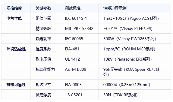 電阻器分類、規(guī)格要素及全球頭部廠商對比分析